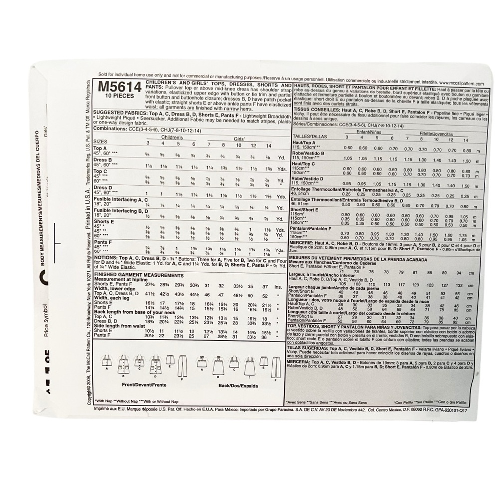 McCall’s Sewing Pattern 5614 - Picture 2 of 3